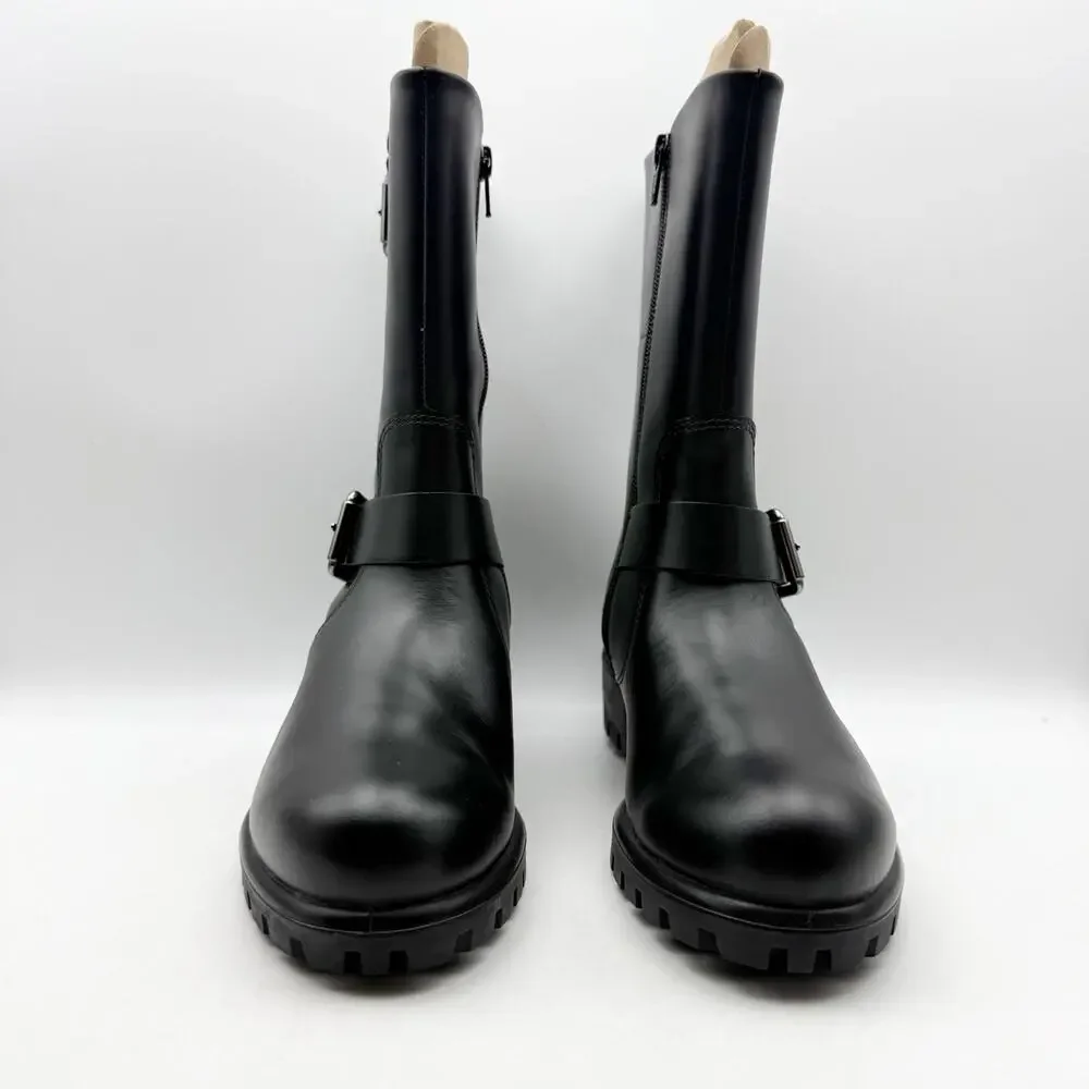 ECCO Womens Modtray Moto Mid Calf Boots EU 38 US 7-7.5 Black Leather NWOB